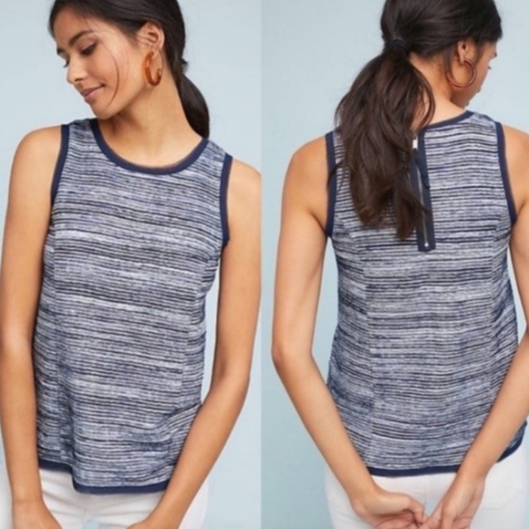Anthro Vanessa Virginia Indira Stripe Top Blue XS - Picture 5 of 7